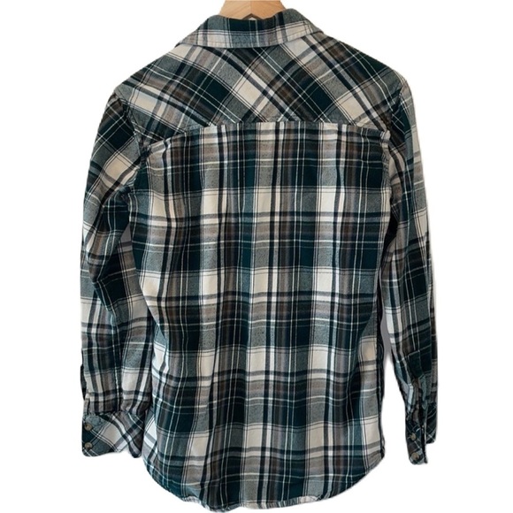 SzXXS Tna Boyfriend fit long sleeve flannel in green/white/ purple EUC - Picture 2 of 7